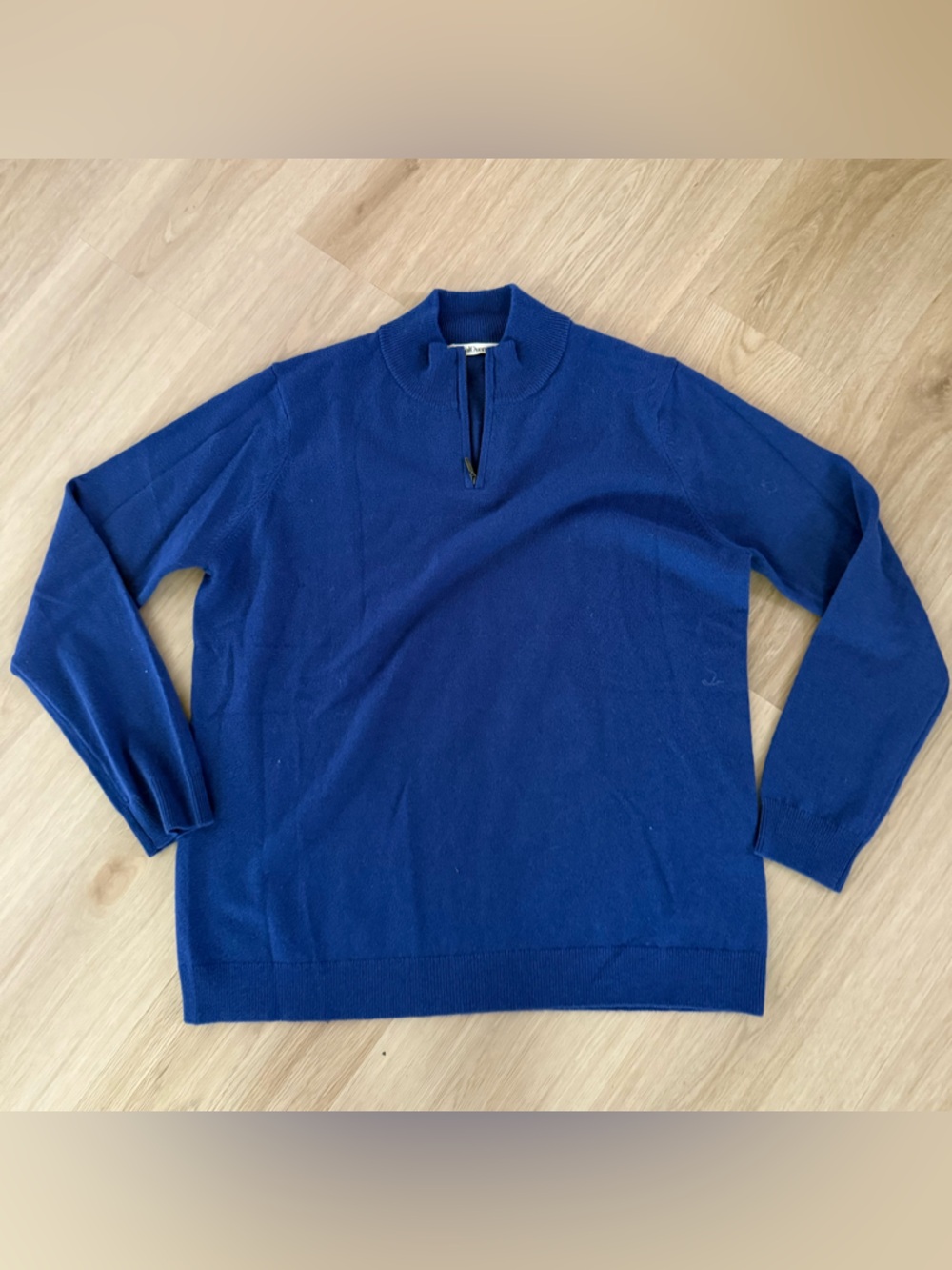 Woolovers Mens Merino Wool Cashmere Zip Neck Sweater Sz L Blue